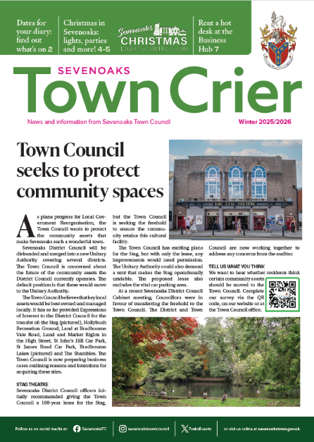 Front page of Winter 2025 Town Crier newsletter