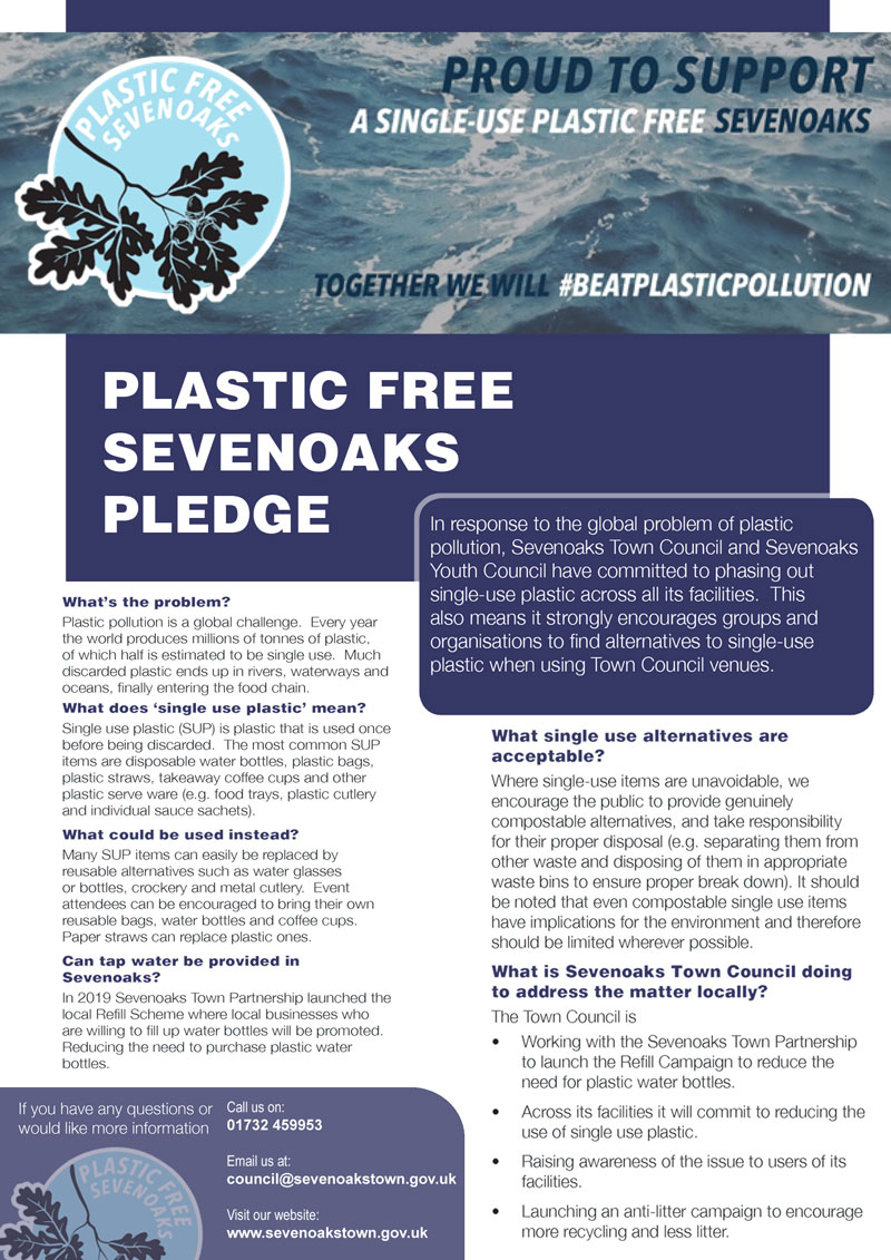 Plastic Free Sevenoaks Pledge poster