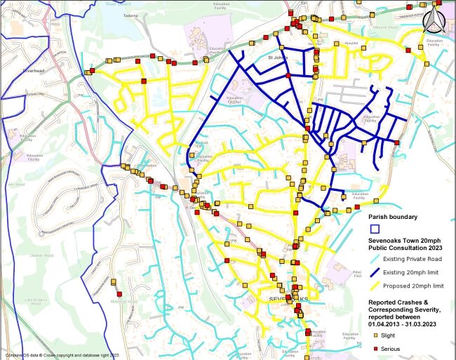 Crash Map VS 20mph proposed zone