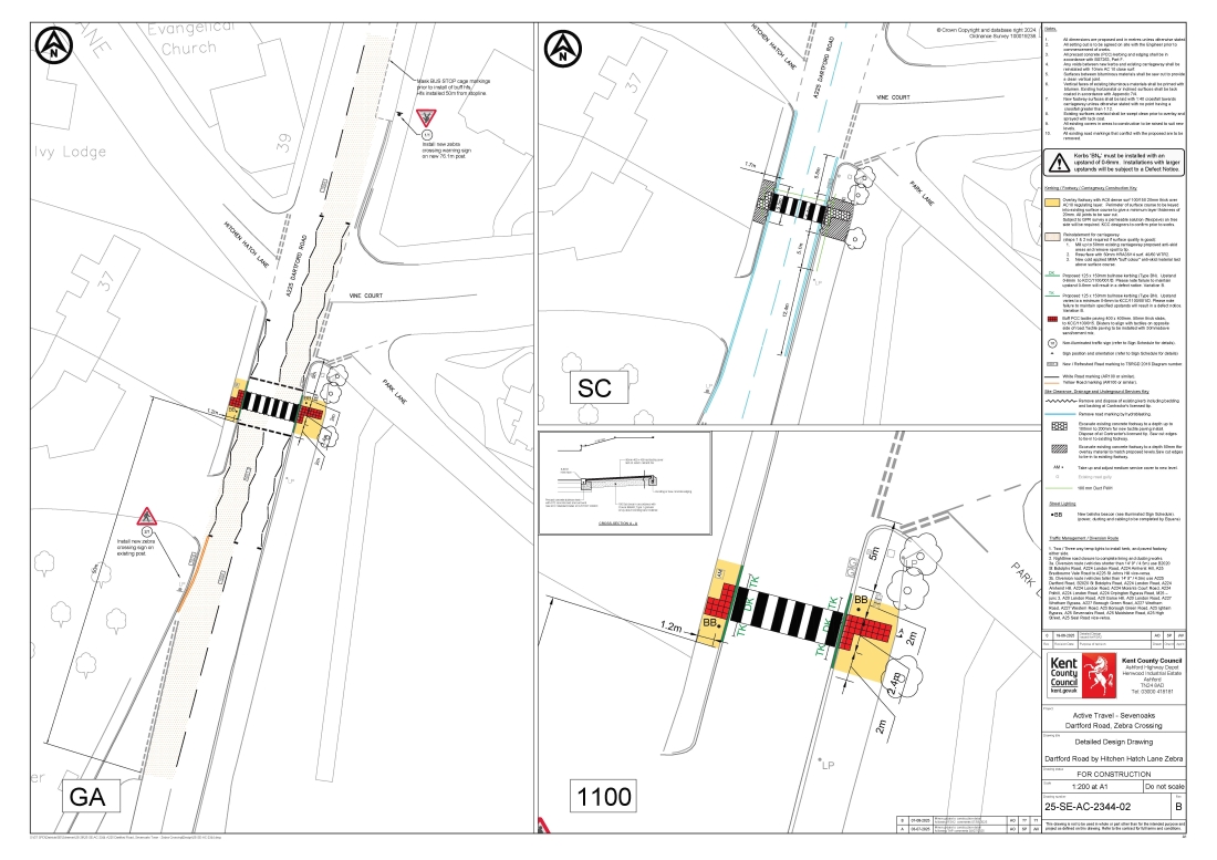 Dartford Road crossing construction design lores