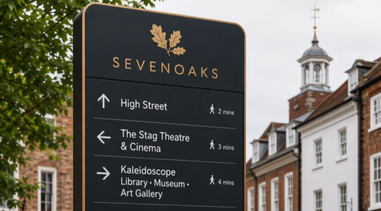 Wayfinding in Sevenoaks - indicative draft of signage (AI generated)