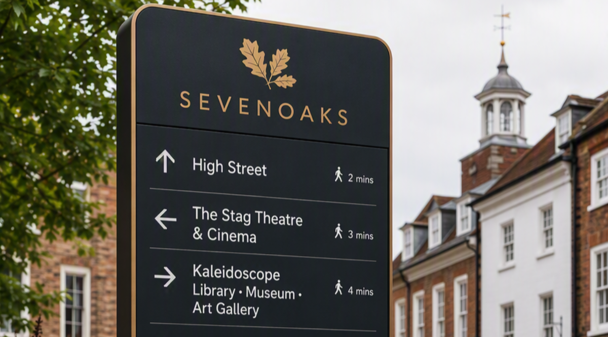 Wayfinding in Sevenoaks - indicative draft of signage (AI generated)