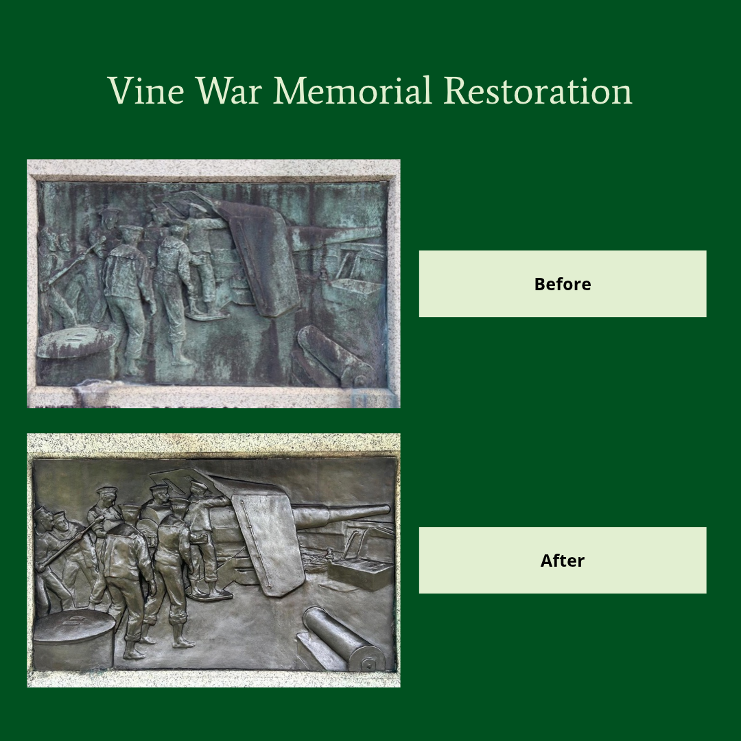 Before and After - Relief at Vine War Memorial 