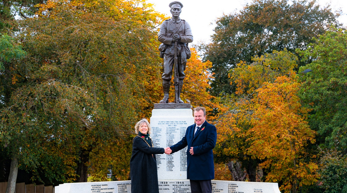 Cllr Victoria Granville and Cllr Richard Streatfeild MBE at the Vine War Memorial