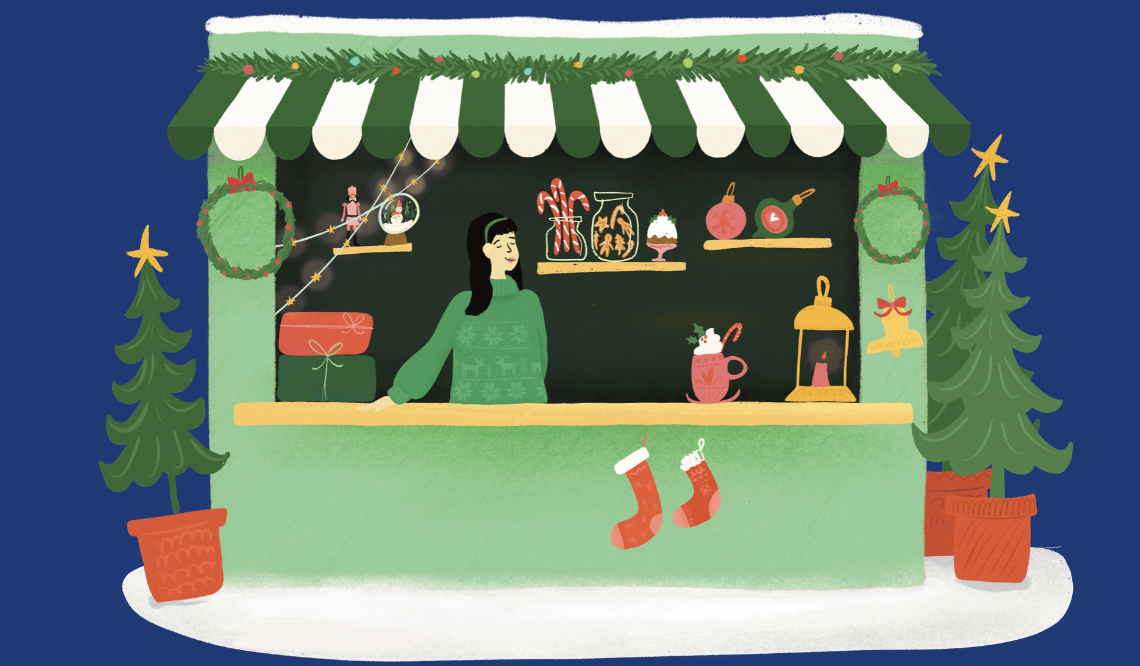 Drawing of Christmas Market Stall