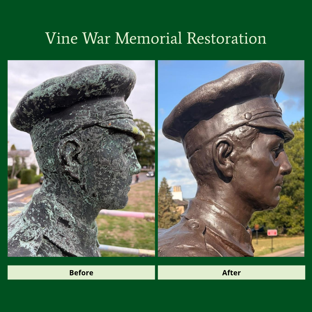 Before and After - Soldier's head at Vine War Memorial